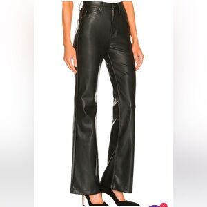 Pistola Stevie high rise relaxed flare black “leather”pants. Size 28.